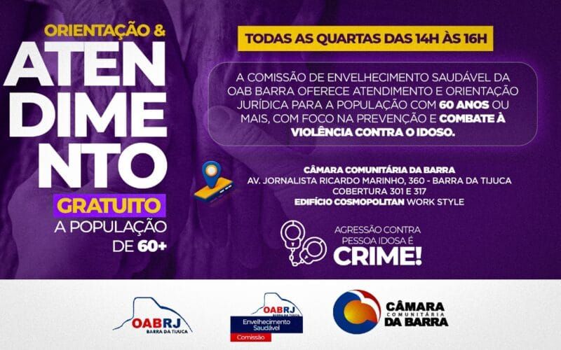 OAB Barra oferece atendimento jurídico gratuito para população 60+ com foco no combate à violência contra o idoso